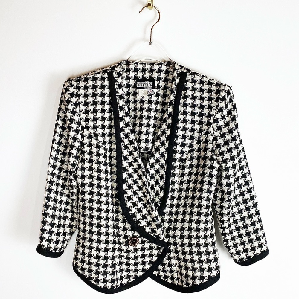 Vtg ETOILE houndstooth Classic Blazer jacket HTF Womens size 8